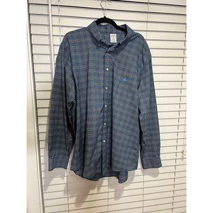 Brooks Brothers White and Blue‎ Madsion Long Sleeve Button Up Shirt - Size XXL